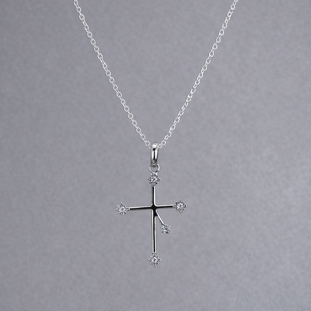 LAB Grown Silver Southern Cross Diamond Pendant