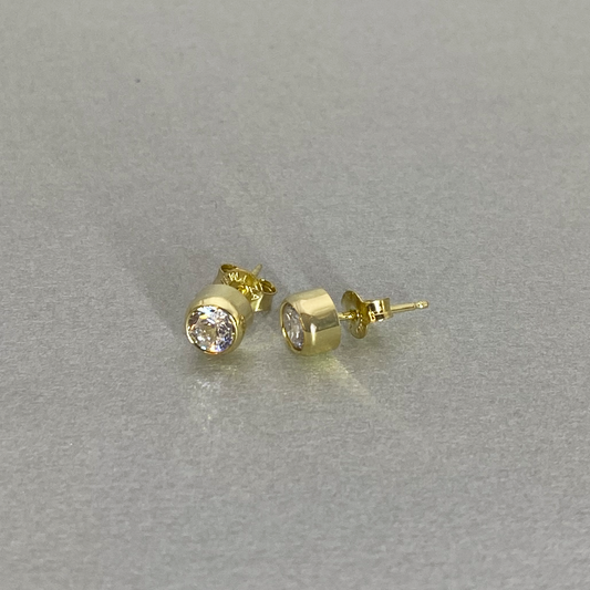 9ct Yellow Gold Cubic Zirconia Tube Stud Earrings