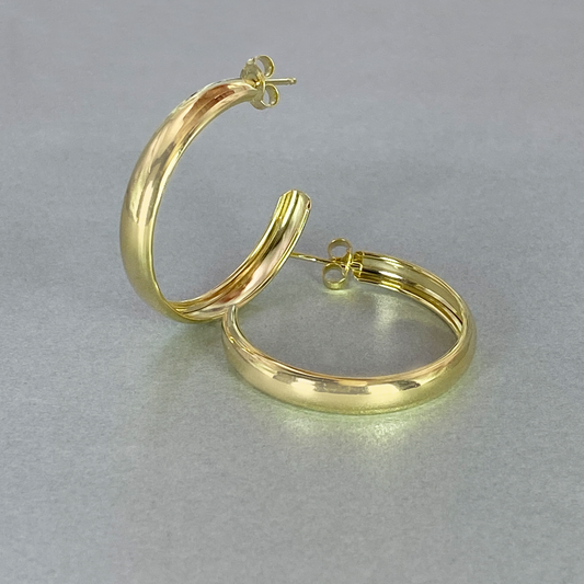 9ct Gold 4mm Wide Hoop Earrings
