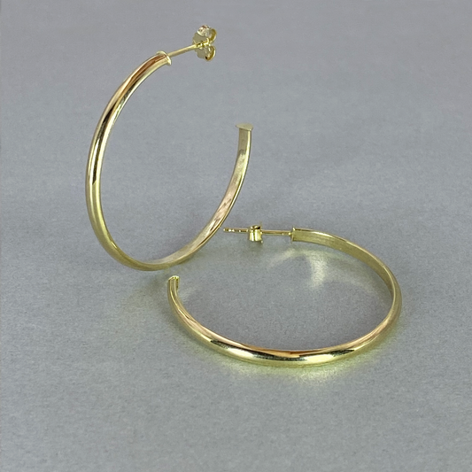 9ct Gold 2mm Wide Hoop Earrings