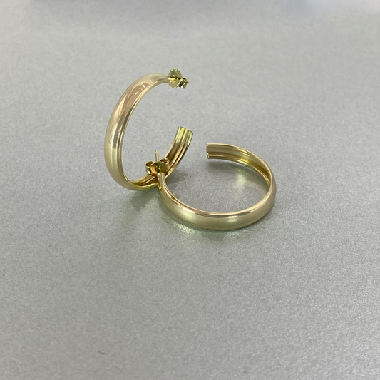 9ct Yellow Gold 25mm D Shape Hoop