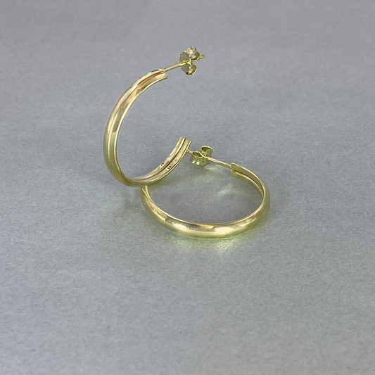 9ct Gold 3mm Wide Hoop Earrings