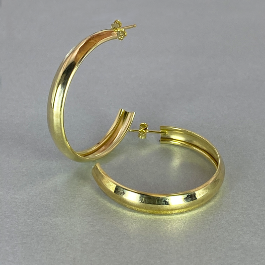 9ct Gold 6mm Wide Hoop Earrings