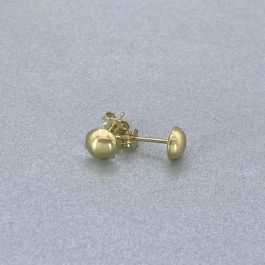 9ct Yellow Gold 6mm Half Ball Flat Back Stud Earrings