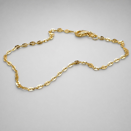 9ct Yellow Gold Flat Alternate Gucci Style Link 19cm Bracelet