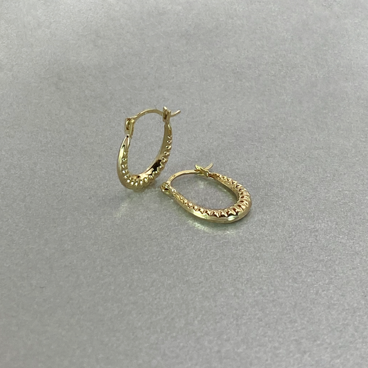 9ct Yellow Gold Baby Ribbed Horseshoe Creole
