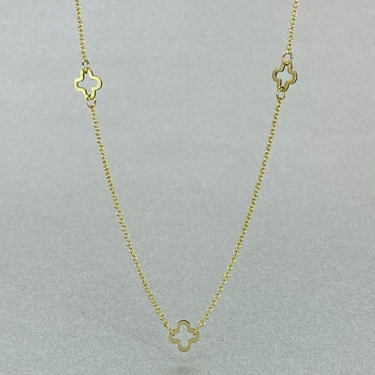 9ct Yellow Gold 43cm 5 Clover Link Necklace