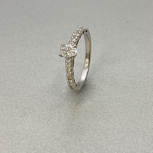 LAB Grown 18ct White Gold Oval Solitaire Ring