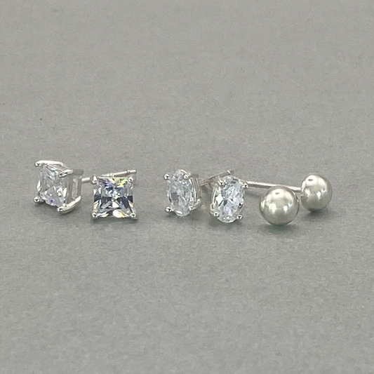 Silver set of 3 Earrings