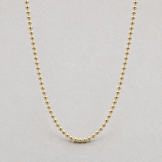 9ct Yellow Gold Italian 50cm Small Beads Necklace