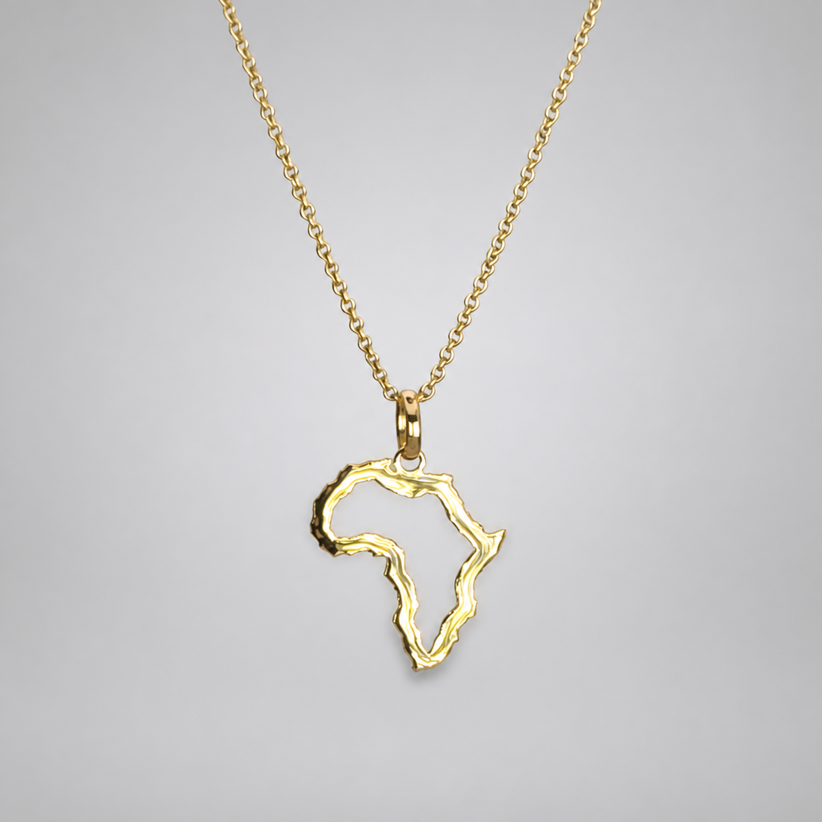 9ct Yellow Gold Medium Africa Pendant