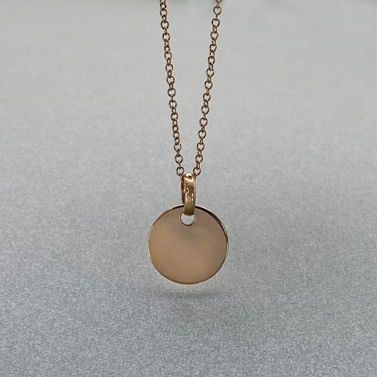 9ct Rose Gold  Round Disc Pendant