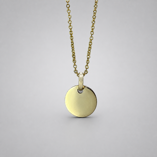 9ct Yellow Gold  Round Disc Pendant