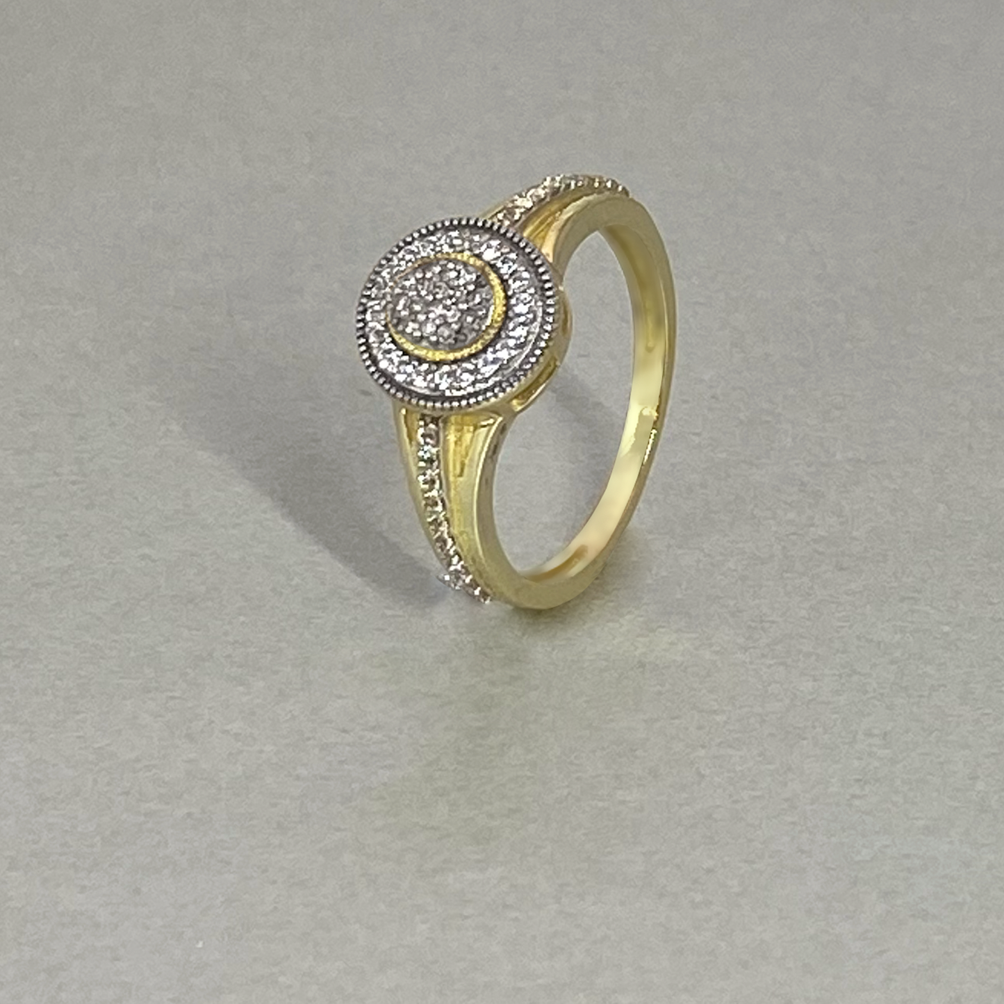 9ct Yellow Gold Halo Diamond Dress Ring