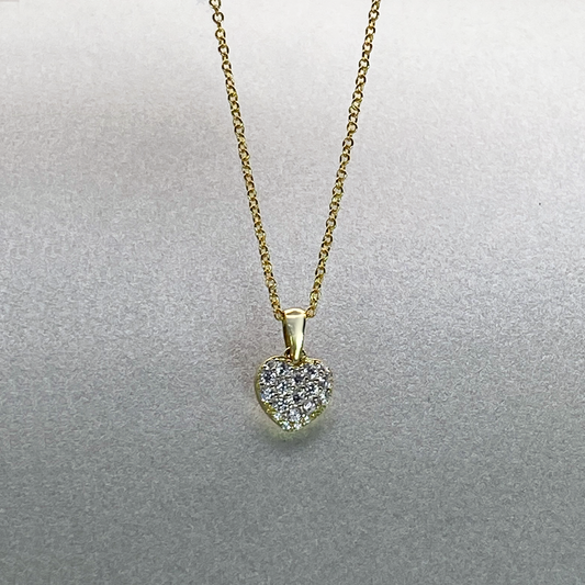 9ct Yellow Gold Diamond Pave Heart