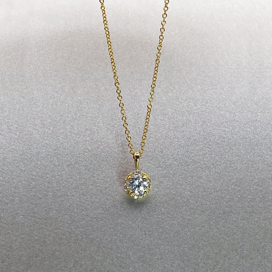 9ct Yellow Gold CZ Round Pendant
