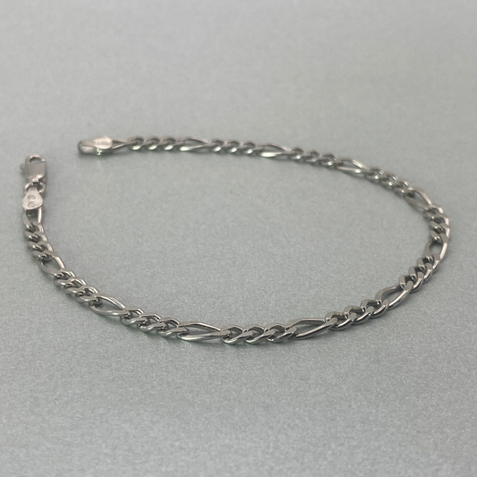Silver 21cm Figaro Bracelet 3+1 Style