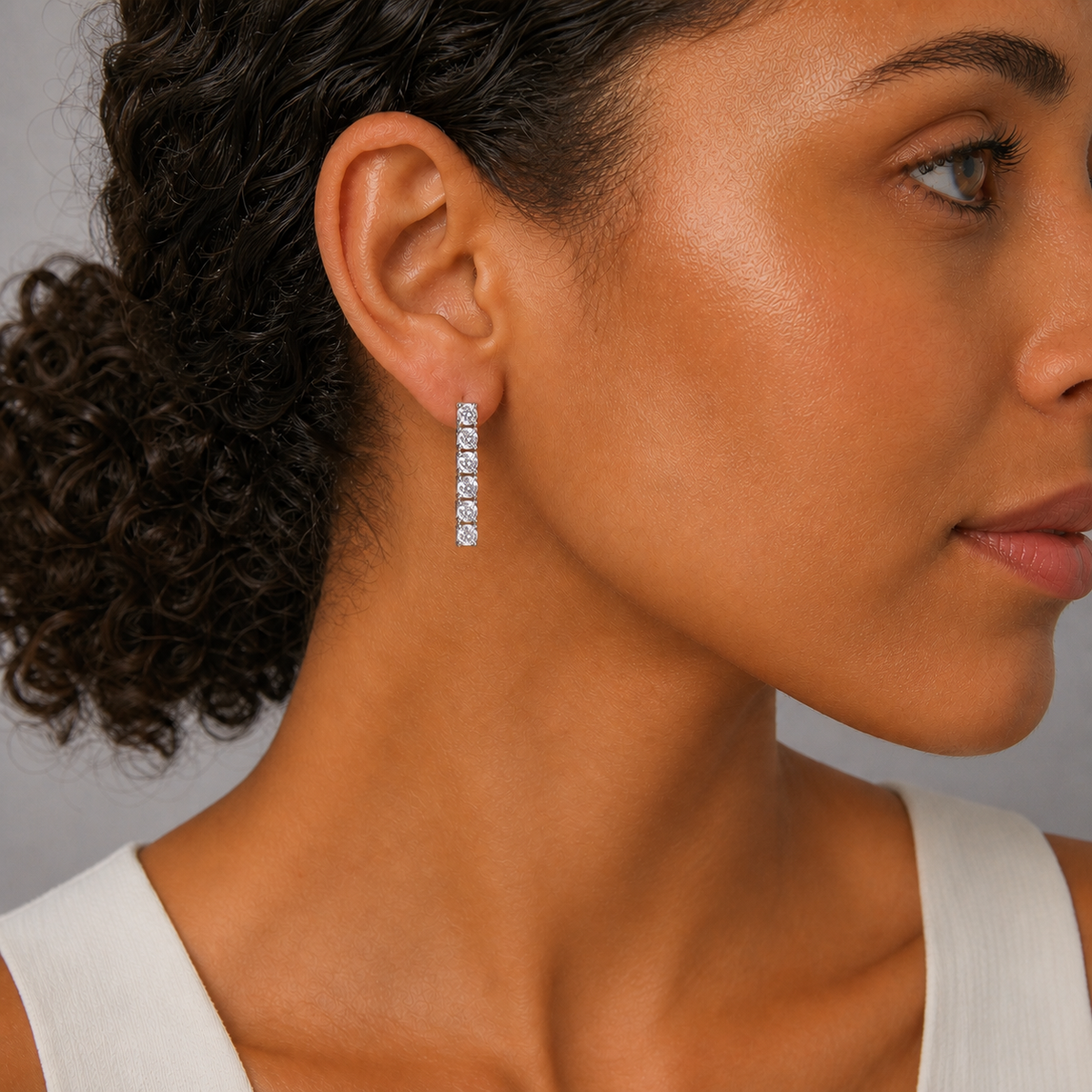 Silver Cubic Zirconia Drop Earring