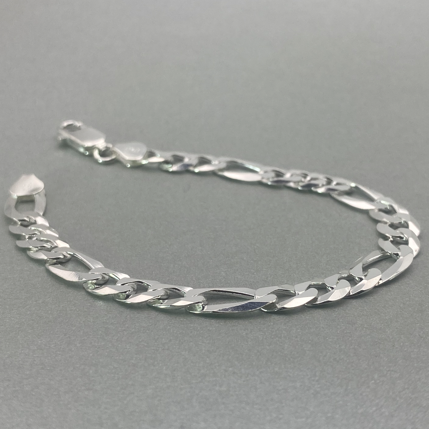 Silver 21cm Figaro Bracelet 3+1 Style 8mm wide