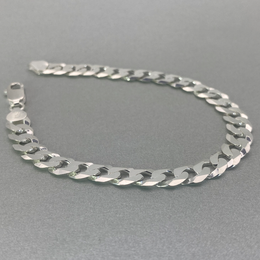 Silver 23cm Curb Link Bracelet 8mm wide