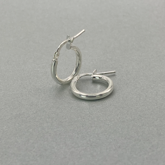 Silver Small Tube Hoop Earring 2mm x 10mm