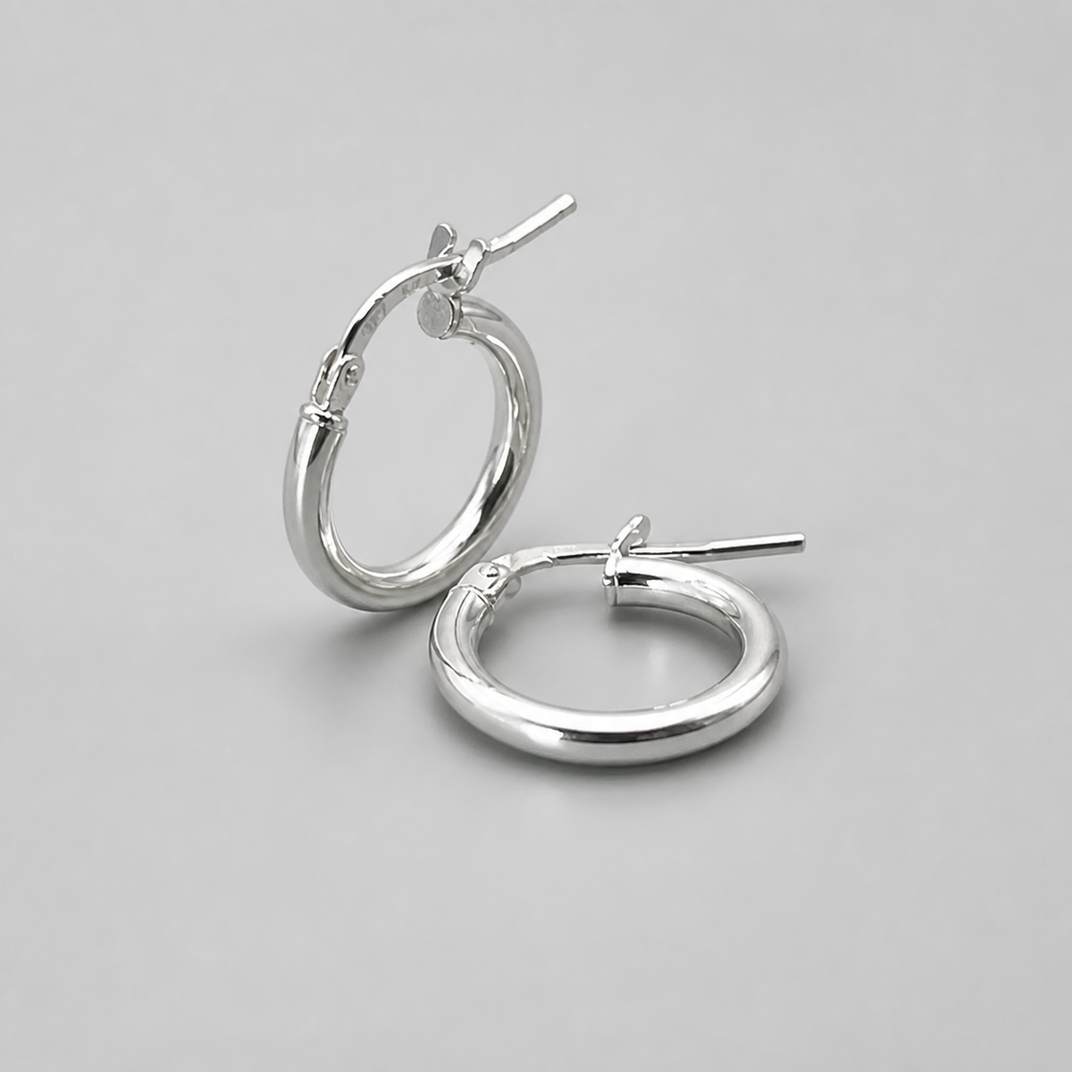 Silver Small Tube Hoop Earring 2mm x 10mm