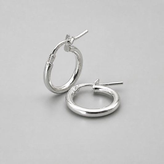 Silver Small Tube Hoop Earring 2mm x 10mm