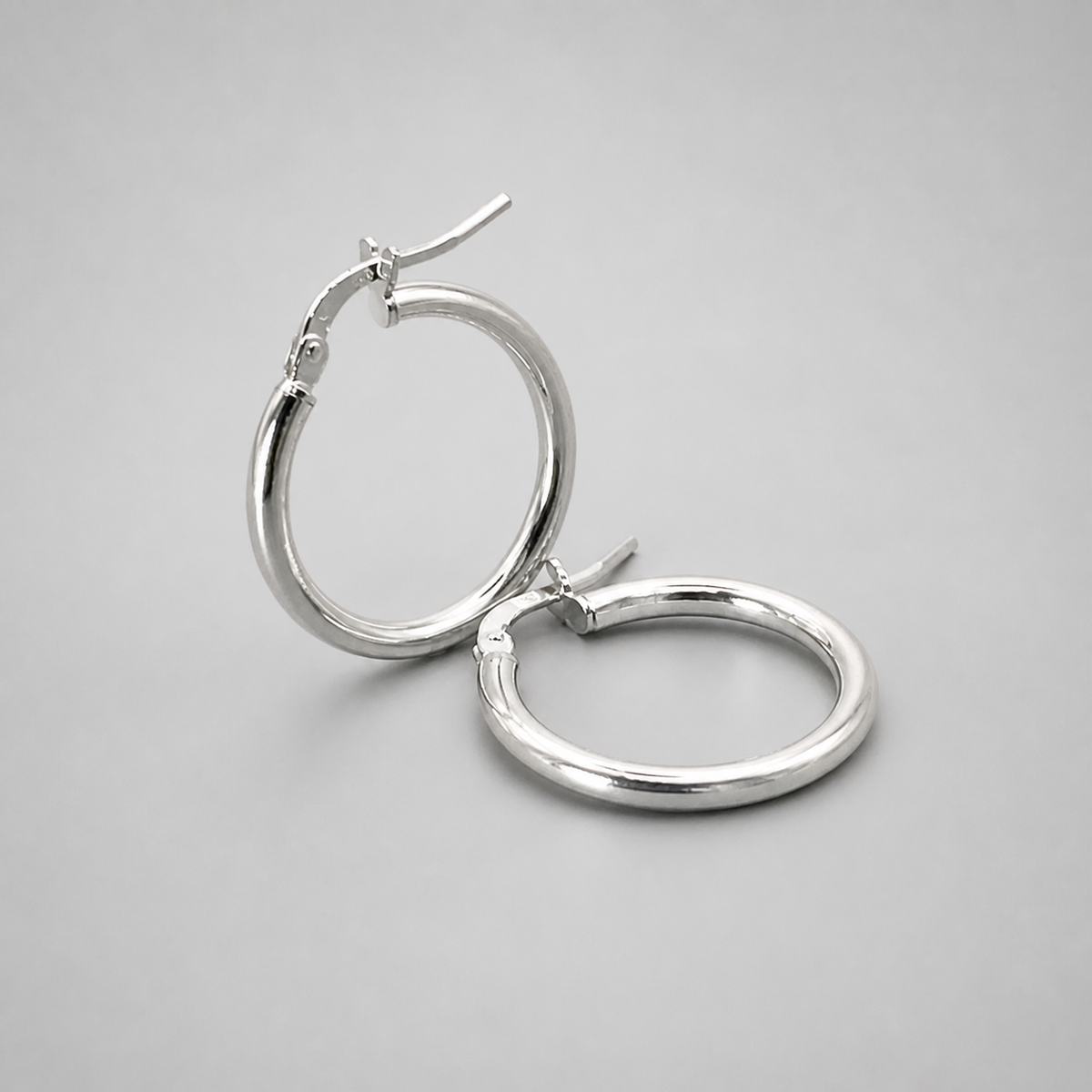 Silver Medium Tube Hoop Earring 2mm x 15mm