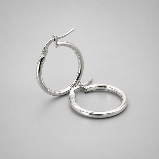 Silver Medium Tube Hoop Earring 2mm x 15mm