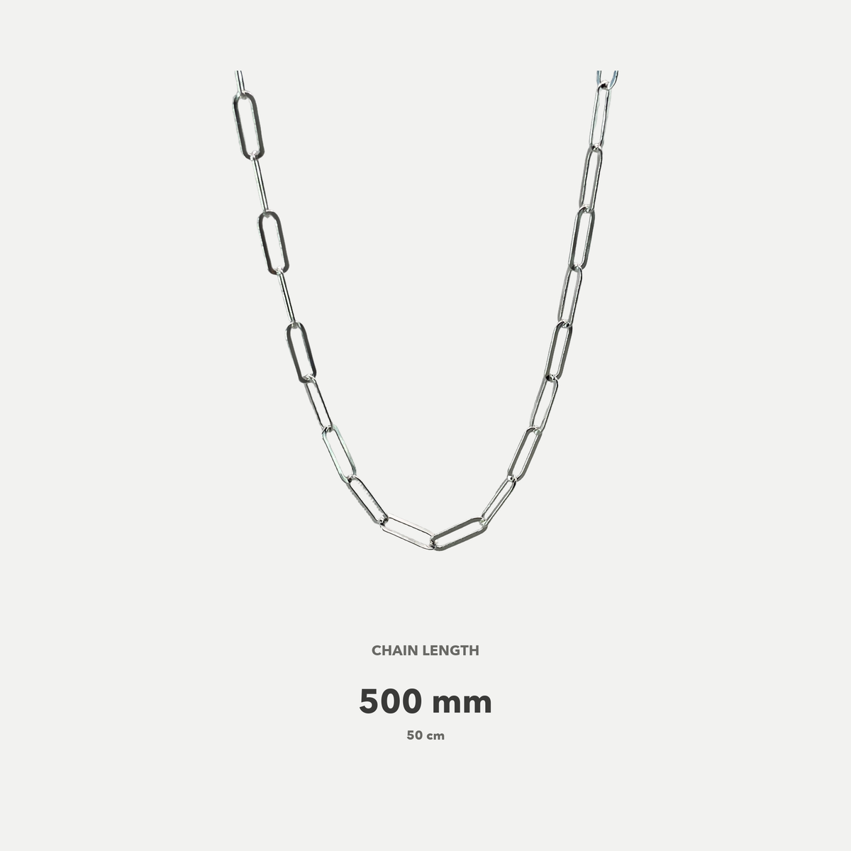 Silver 50cm Paperclip link Chain 3.75mm wide link