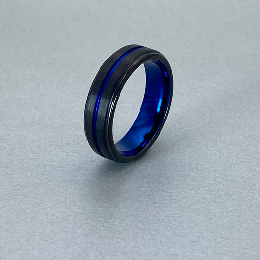 Tungsten Ring , IP Black & Blue Plated.