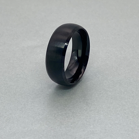 Titanium Ring 8mm, Black Plated, Brushed finish, Half Round