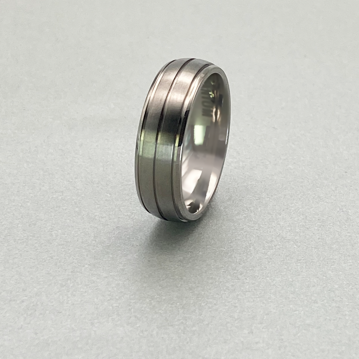 Titanium Ring 7mm, Polished Shiny &  Brushed